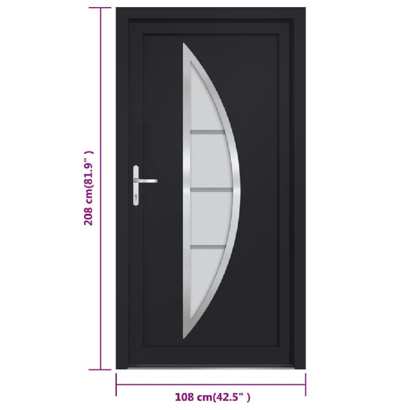 Vidaxl porte d'entrée anthracite 108x208 cm pvc 3187878_8