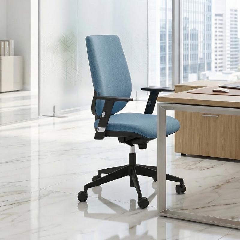 Siège de bureau Tertio haut dossier synchrone - Sokoa - Bleu, Réglable hauteur_8