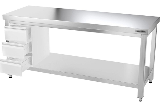 Tables Inox centrales Premium avec Etagère - P 600 mm | Ggm -_8