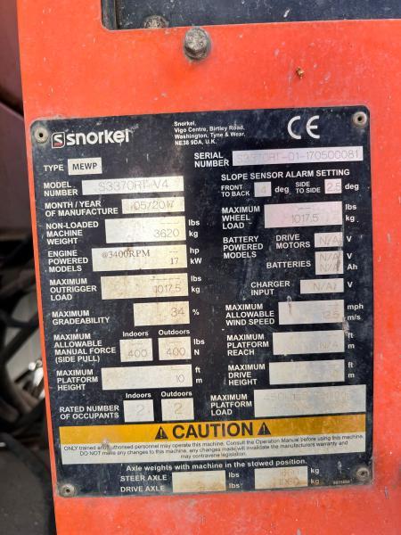 SNORKEL s3370rt nacelle ciseaux 12m 4x4 diesel_8