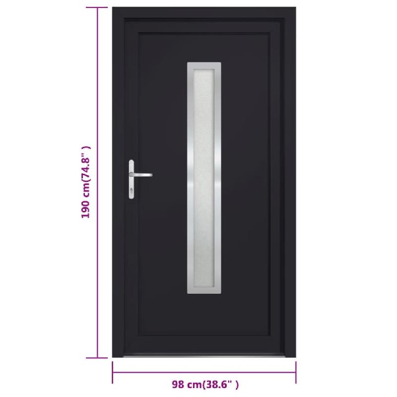 Vidaxl porte d'entrée anthracite 98x190 cm pvc 3187898_8