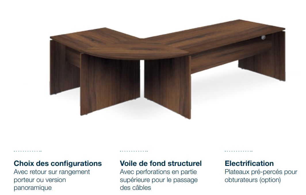 Bureau de direction - MOKA - pieds panneaux avec entretoise - fabriqué en France - surface antibactérienne_8
