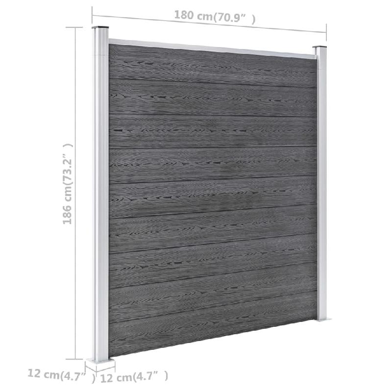 Vidaxl clôture de jardin wpc 699x186 cm gris 3053227_8