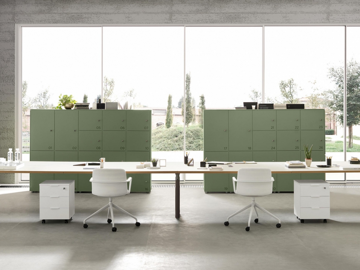 Bureau bench design et innovant pour espaces ouverts - PIGRECO avec finitions personnalisables et modularité_8
