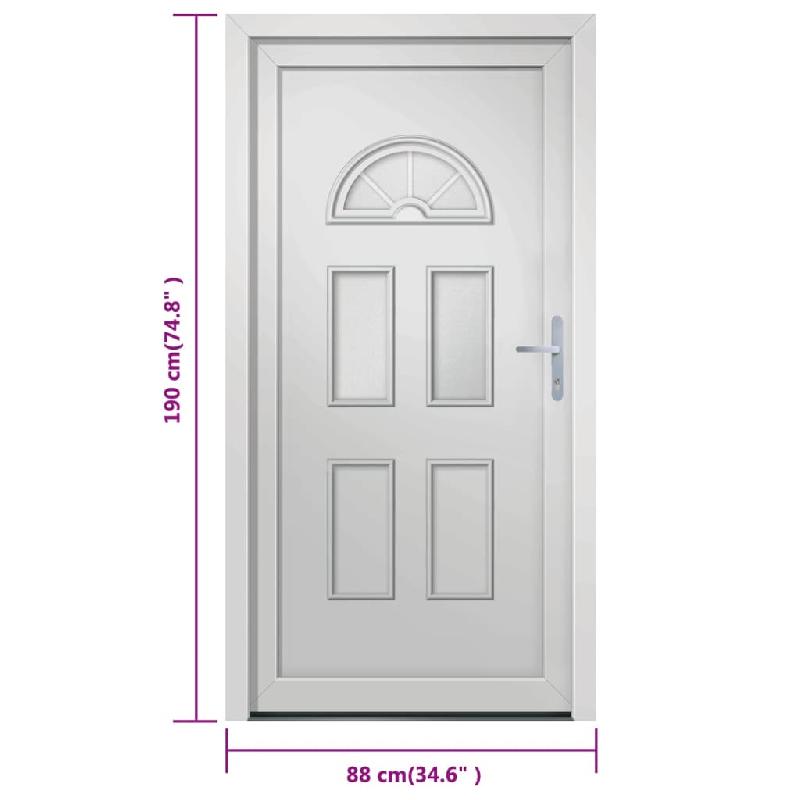 Vidaxl porte d'entrée blanc 88x190 cm pvc 3187915_8