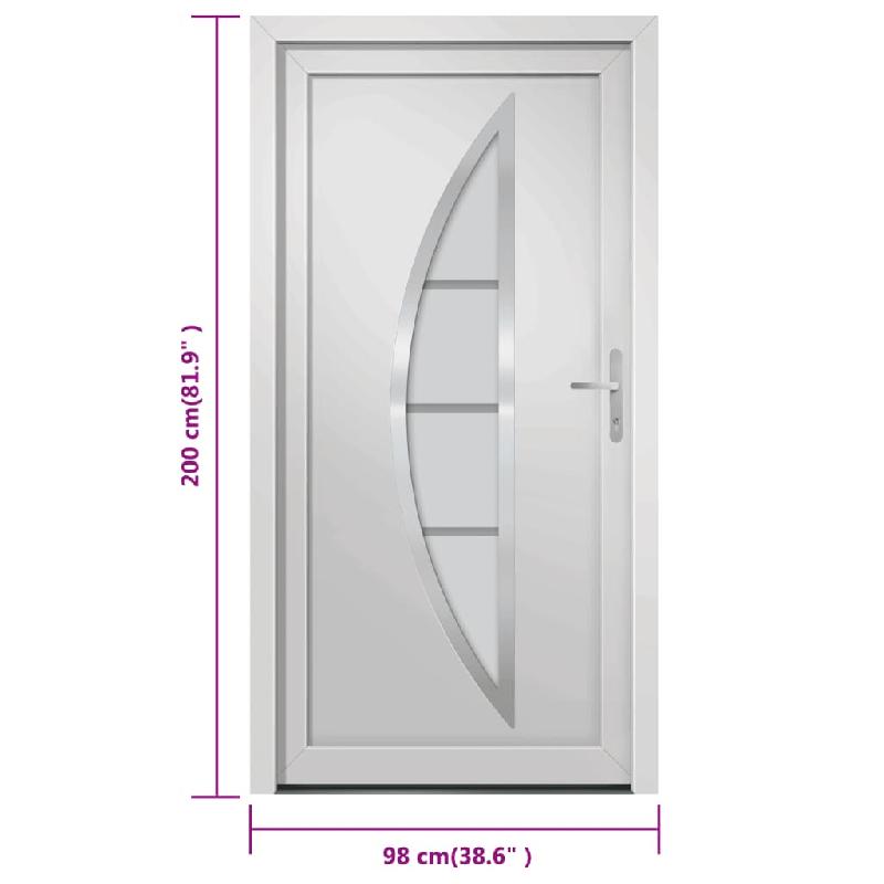 Vidaxl porte d'entrée blanc 98x200 cm pvc 3187869_8