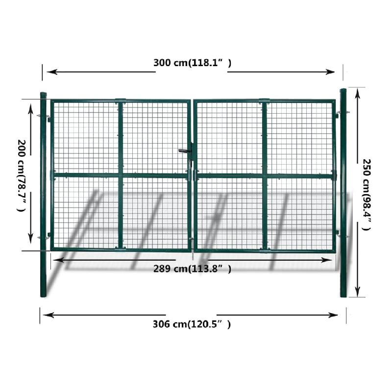 Vidaxl portail de clôture en grillage galvanisée 289 x 200 cm / 306 x 250 cm 140926_8