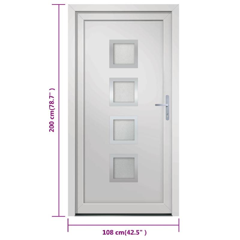 Vidaxl porte d'entrée blanc 108x200 cm pvc 3187847_8