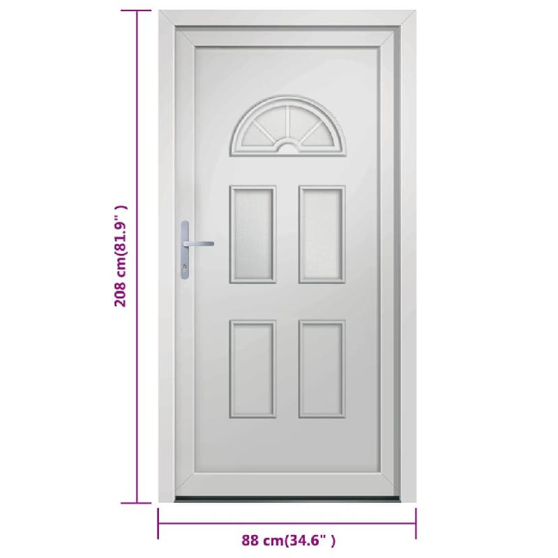 Vidaxl porte d'entrée blanc 88x208 cm pvc 3187912_8