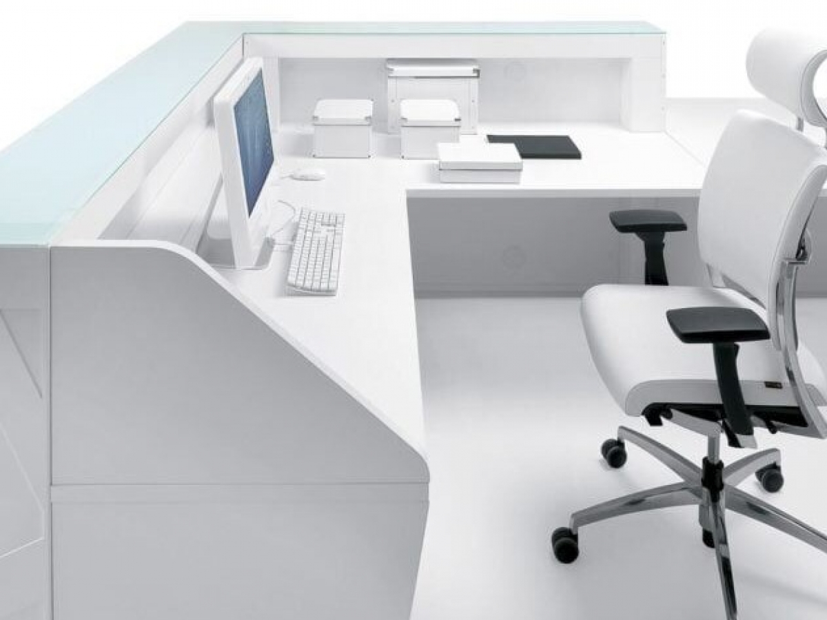 Banque d'accueil rétro-éclairée ZIG ZAG - design innovant avec LED programmable et modules PMR_8