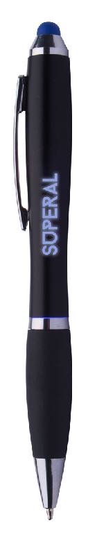 Stylo à bille stylet en plastique noir - Grip caoutchouc - LED lumineuse pour gravure - Encre bleue_8