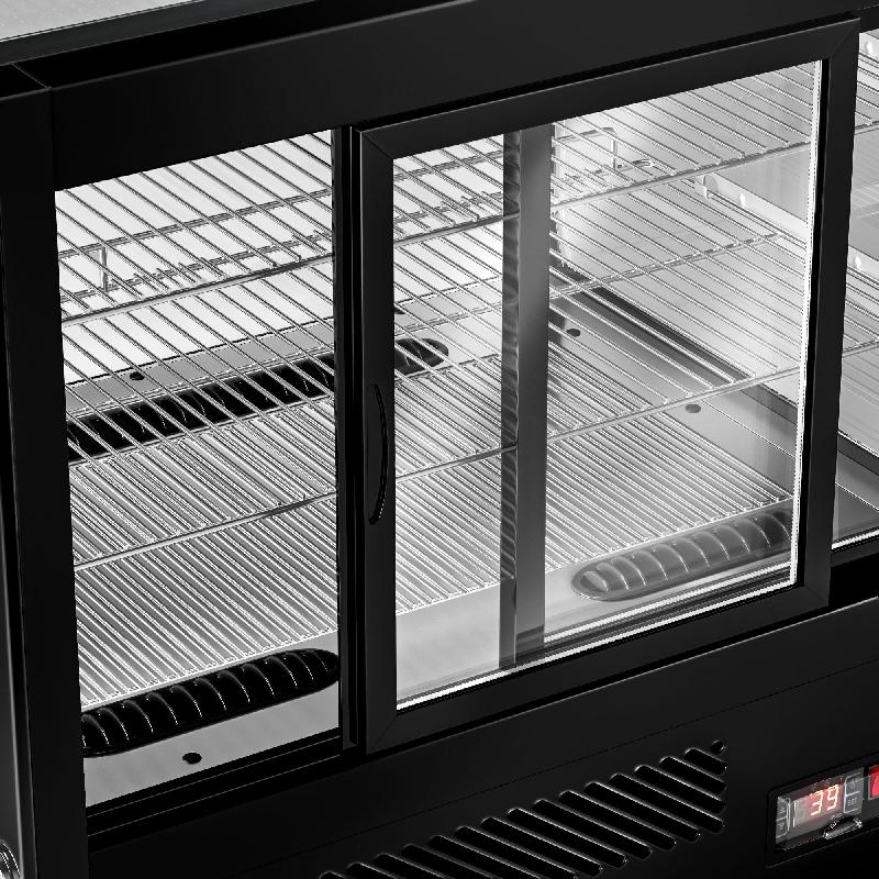 Vitrine réfrigérée à poser noire avec éclairage LED - 200 L - 3 niveaux_8