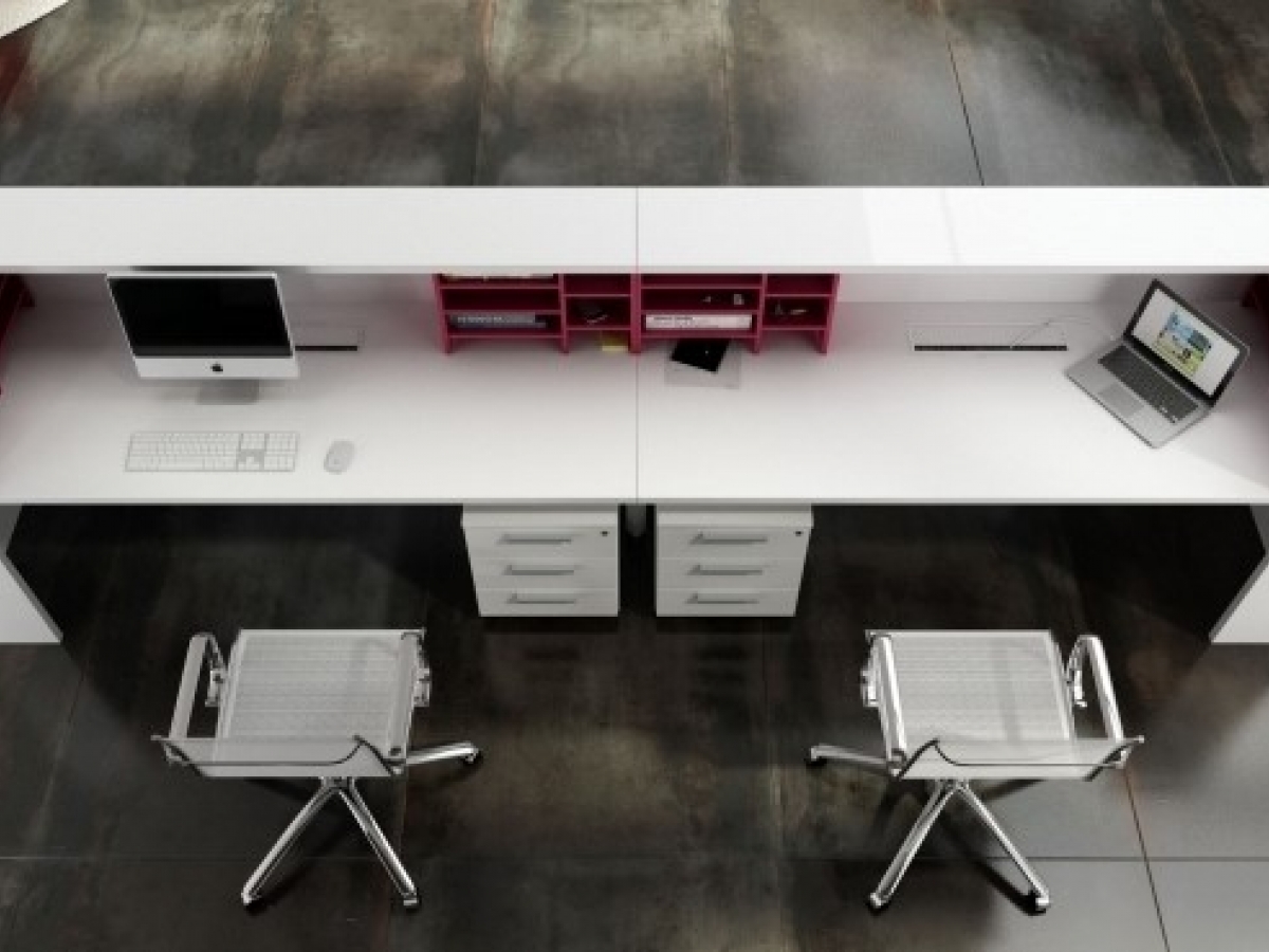 Banque d'accueil lumineuse droite SALVE - Design contemporain avec éclairage LED et finition bois laqué_8