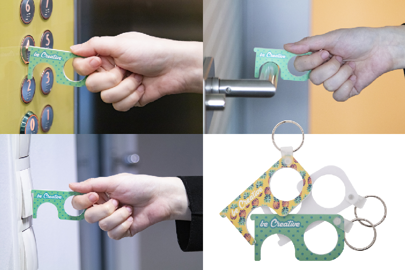 Porte-clés hygiénique en acrylique - Impression digitale LED UV - Utilisation sans contact_8