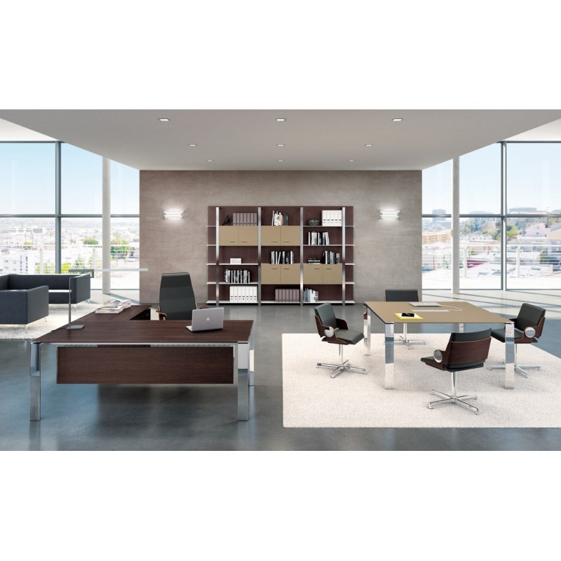 Bureau de direction en bois X7 avec retour et caisson porteur 4 tiroirs - Référence X7C01_SELECTION - Fabricant QUADRIFOGLIO_8