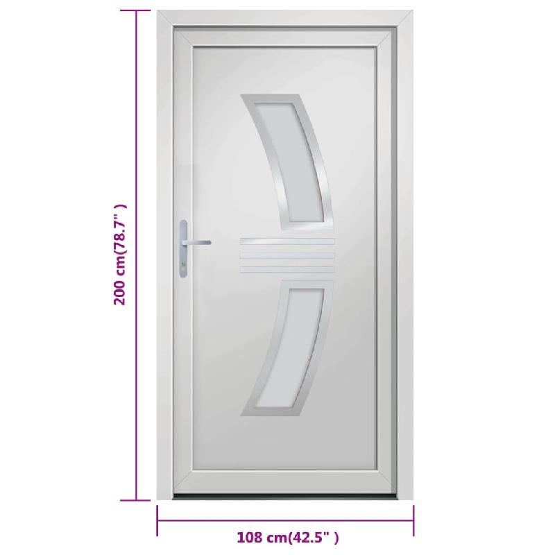 Vidaxl porte d'entrée blanc 108x200 cm pvc 3187924_8