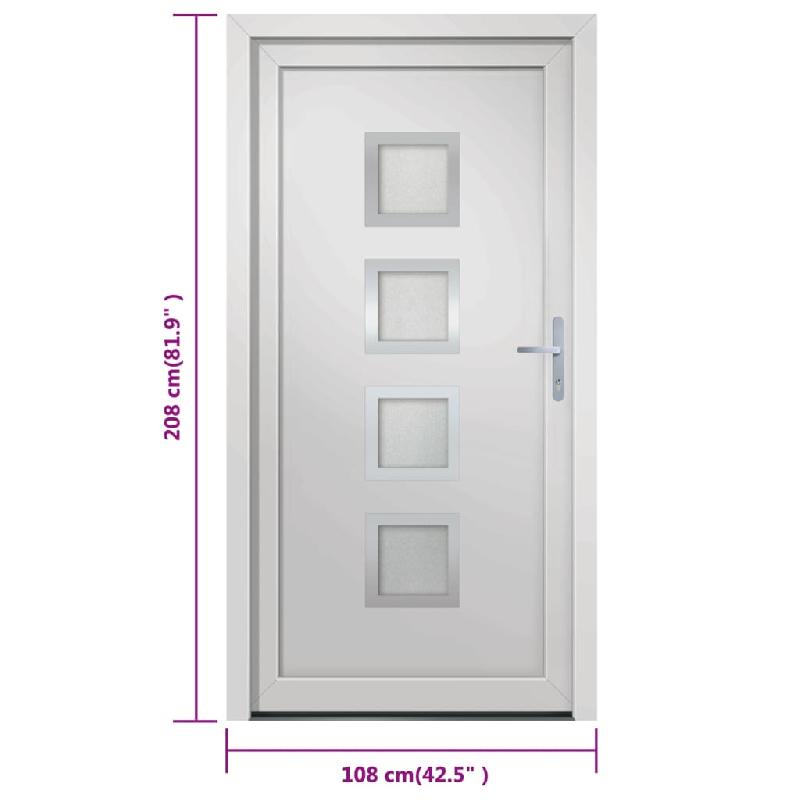 Vidaxl porte d'entrée blanc 108x208 cm pvc 3187848_8