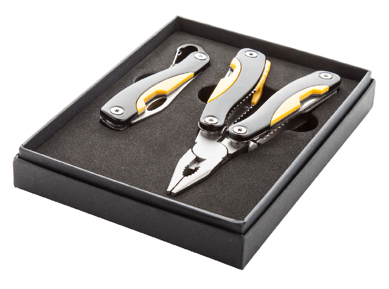 Set à outils - Pince multifonctions (8) et couteau de poche - Livré dans une boîte cadeau noire_8