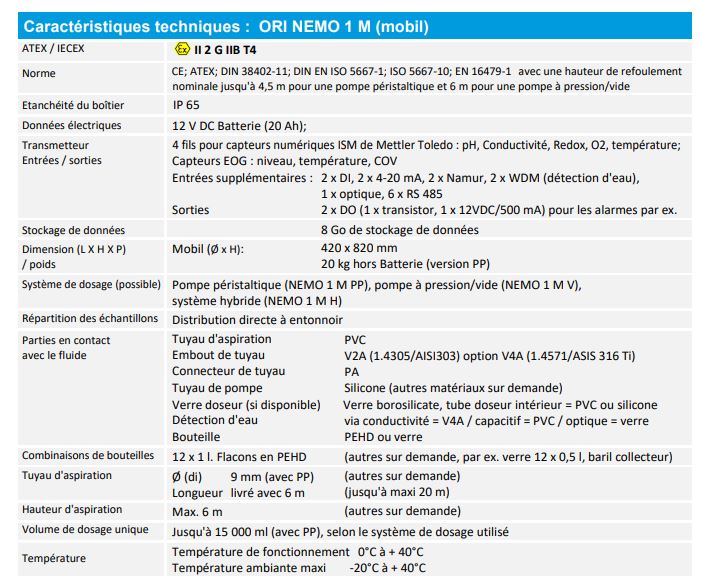 Préleveur automatique d'échantillons liquides portable - Unité de commande amovible - ATEX NEMO ORI_8