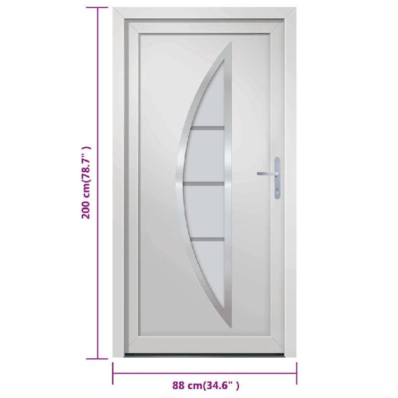Vidaxl porte d'entrée blanc 88x200 cm pvc 3187867_8