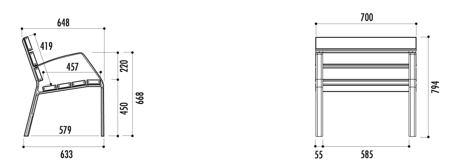 Banc public Modo La Forest - métal - Matériau robuste_8