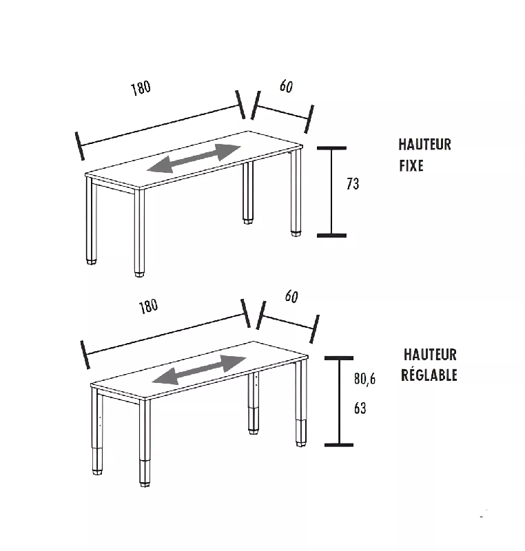 Bureau individuel avec retour So Vicar réglable en hauteur_8