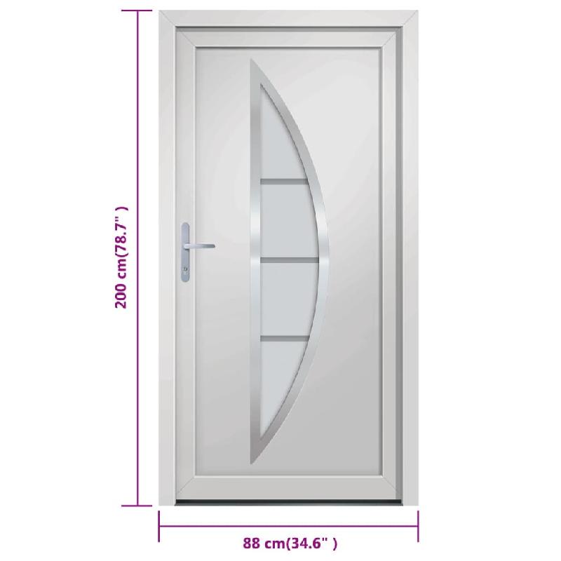 Vidaxl porte d'entrée blanc 88x200 cm pvc 3187861_8