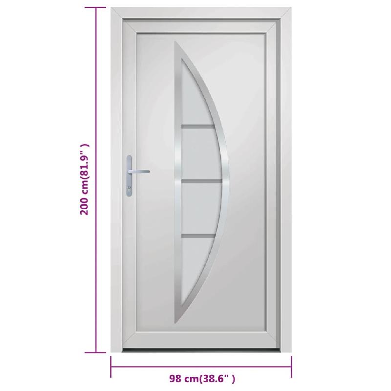 Vidaxl porte d'entrée blanc 98x200 cm pvc 3187863_8
