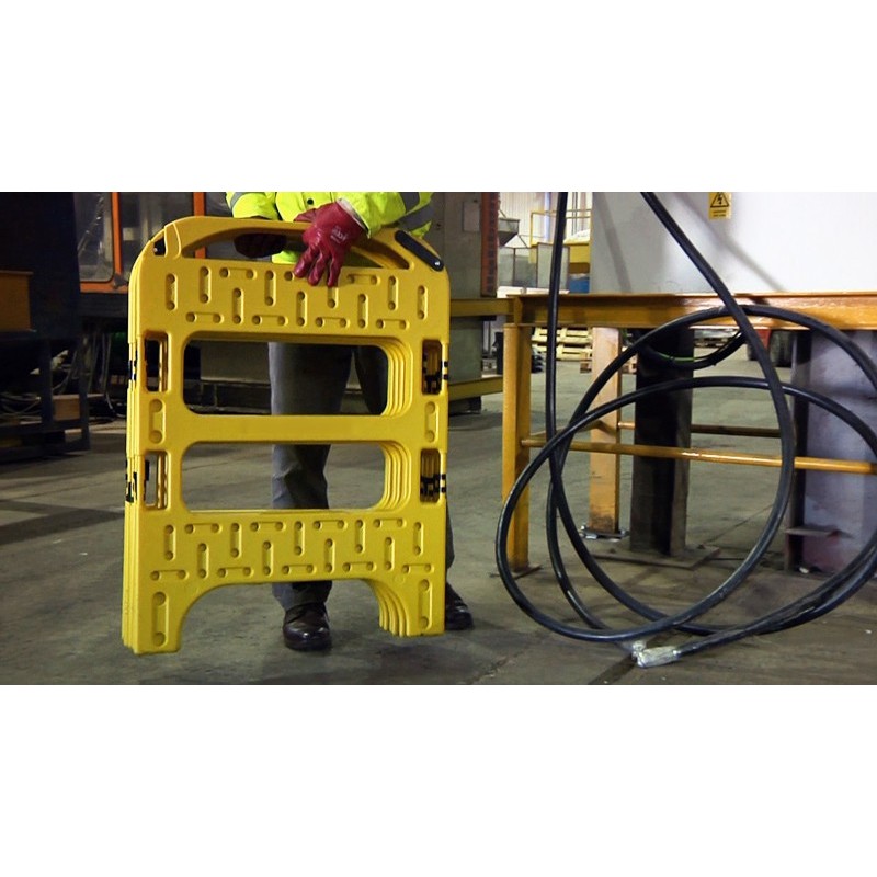 Barrière de chantier rigides pliables 4 pans - panneaux enclenchés 750 mm x 1000 mm - haute visibilité_8
