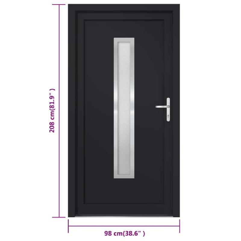 Vidaxl porte d'entrée anthracite 98x208 cm pvc 3187906_8