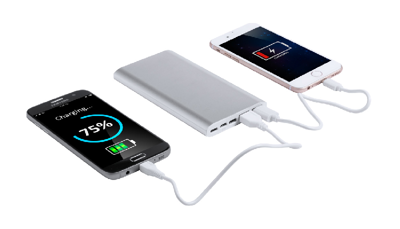 Power bank en aluminium - 10000 mAh - 2 ports USB et 2 ports USB-C - Couleur argenté_8