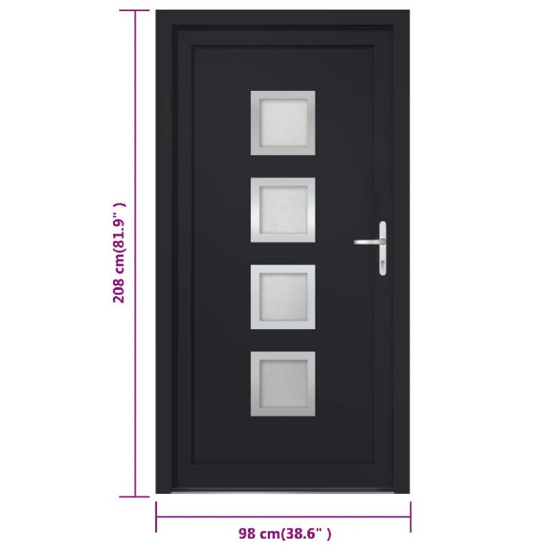 Vidaxl porte d'entrée anthracite 98x208 cm pvc 3187858_8