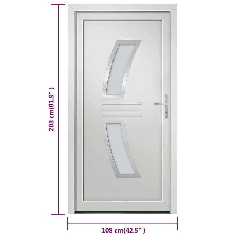 Vidaxl porte d'entrée blanc 108x208 cm pvc 3187930_8
