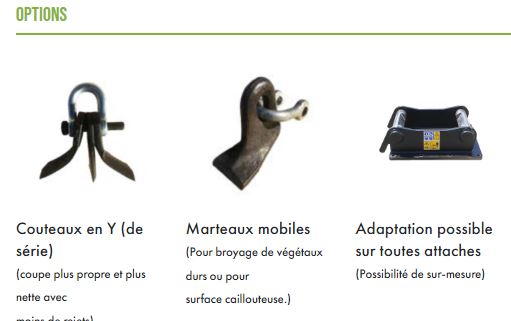 Épareuse compatible avec attaches Morin, Klac, et Arden