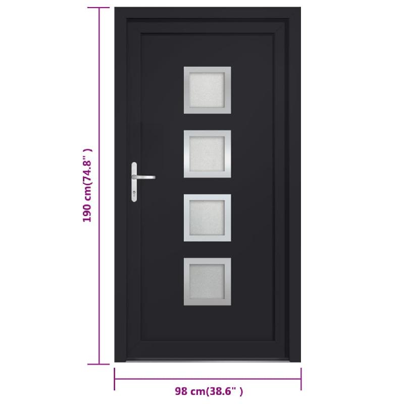 Vidaxl porte d'entrée anthracite 98x190 cm pvc 3187850_8