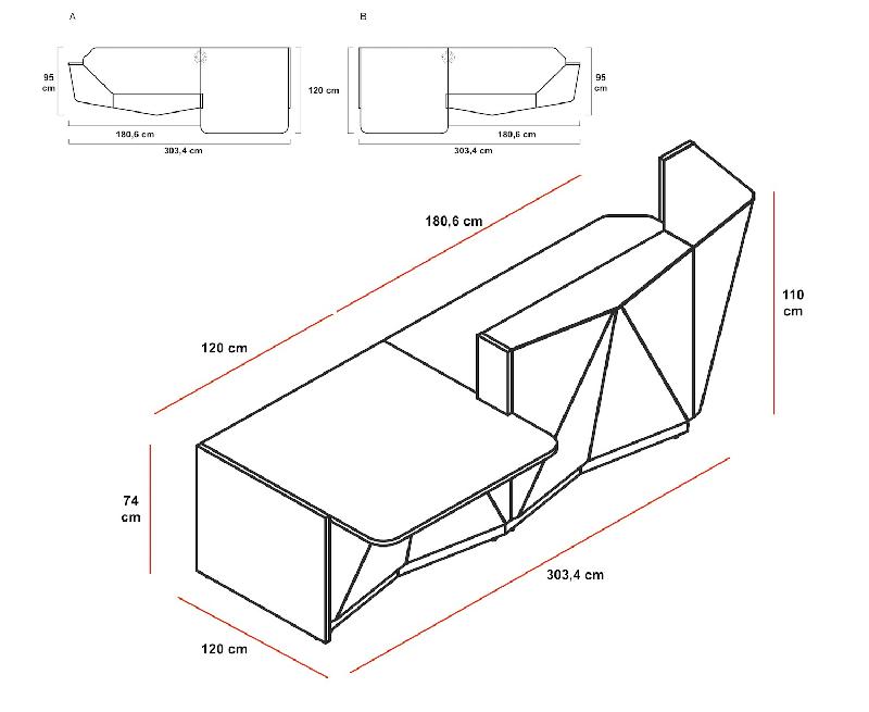 Banque d'accueil droite Alpa avec PMR - MDD - Blanc brillant, Gauche_8