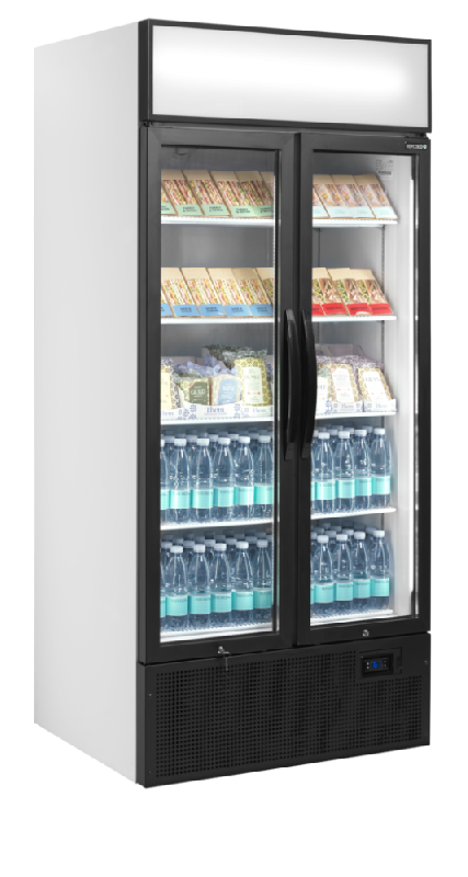 Vitrine réfrigérée FSC - 2 ou 3 portes avec caisson lumineux - Finition blanc ou noir - Réf : FSC891H_8