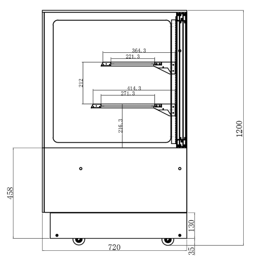 Vitrine réfrigérée de présentation avec service-arrière (l100 x p73 cm) avec éclairage led et 2 étagères_8