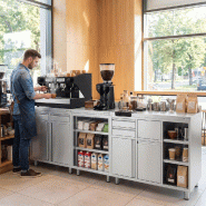 Meuble inox pour machine à café - 800 x 600 mm - 2 tiroirs - 2 portes avec trappe à déchets_8