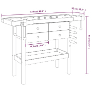 Vidaxl établi avec tiroirs et étaux 124x52x83 cm bois massif d'acacia 153322_8