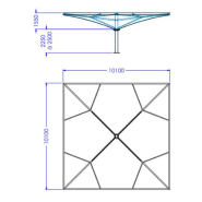 Préau Impluvio avec toile - Dimensions de 36m² à 102m², sur poteau central, acier galvanisé_8