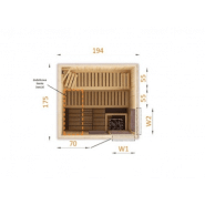 Cabine de sauna 194x175x199 en épicéa avec poêle HARVIA VEGA 8KW à commande déportée_8
