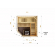 Cabine de sauna d'angle 194x194x199 - Poêle HARVIA VEGA 8KW à commande déportée_8