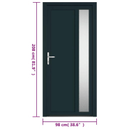 Vidaxl porte d'entrée anthracite 98x208 cm pvc 3157101_8