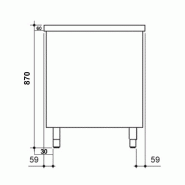 Meuble bas inox central P 700 mm avec portes - 1800_8