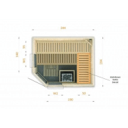 Cabine de sauna d'angle 244x194x199 avec poêle HARVIA Vega 9KW - Commande déportée_8