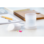 Mug pliable en plastique - avec pilulier et mousqueton - 220 ml - couleur blanc_8