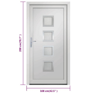 Vidaxl porte d'entrée blanc 108x200 cm pvc 3187841_8