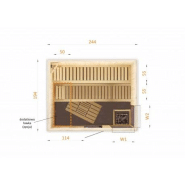 Cabine de sauna 244x194x199 en épicéa scandinave - Poêle HARVIA VEGA 9kW à commande déportée_8