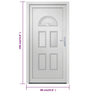 Vidaxl porte d'entrée blanc 88x190 cm pvc 3187915_8
